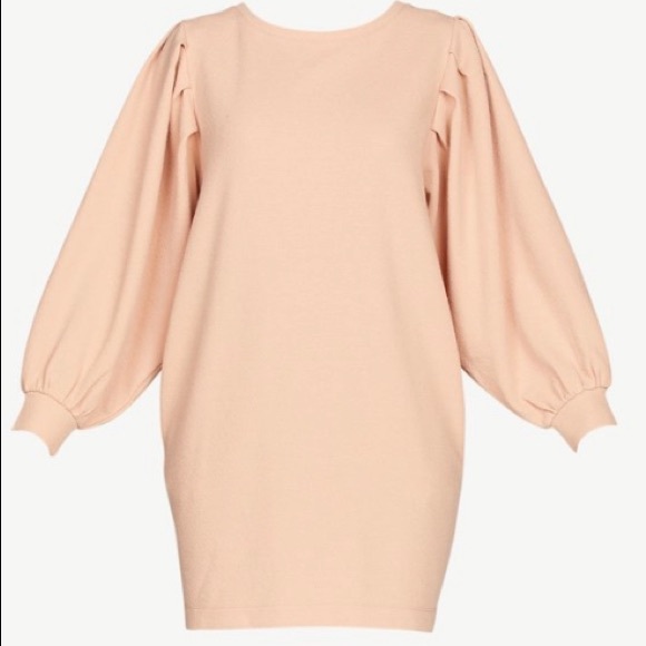 🆕 Scoop Puff Sleeve Crew Neck Sweatshirt Dress Beige Long Sleeve XXXL 3X (22) - Picture 10 of 10